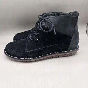 Clarks Tamitha Key Lace-up Zip Black Suede Leather Ankle Boots Women 8.5 Comfort